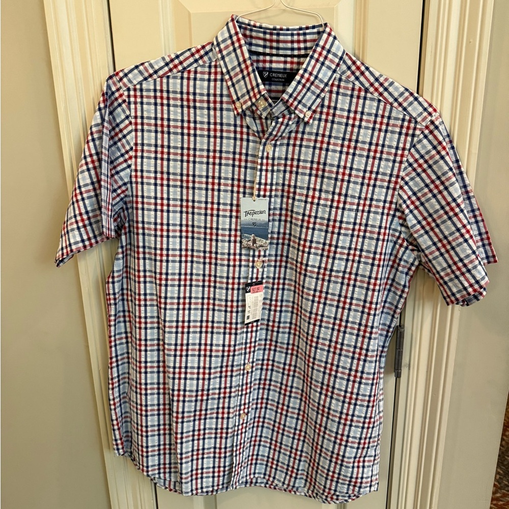 NWT Cremieux 38 Men's Red, Blue, and White Plaid lightweight Shirt